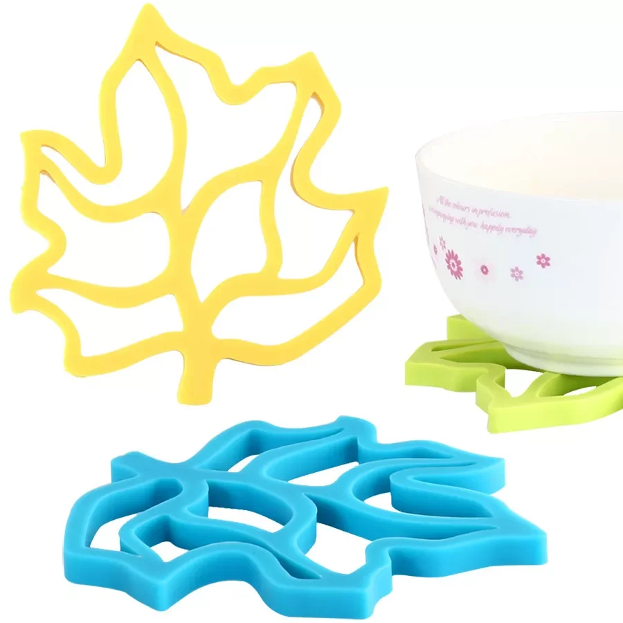 

NEW2022 Kitchen Placemat Leaves Silicone Dining Table Mat Pads Bowl Pad Coasters Waterproof Table Decor Cloth Pad Slip-Resistant