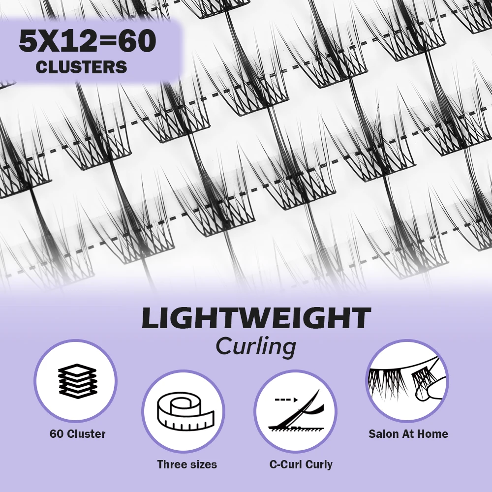 DIY 60 Clusters ресница ручной работы Extension натуральные сегментированные накладные