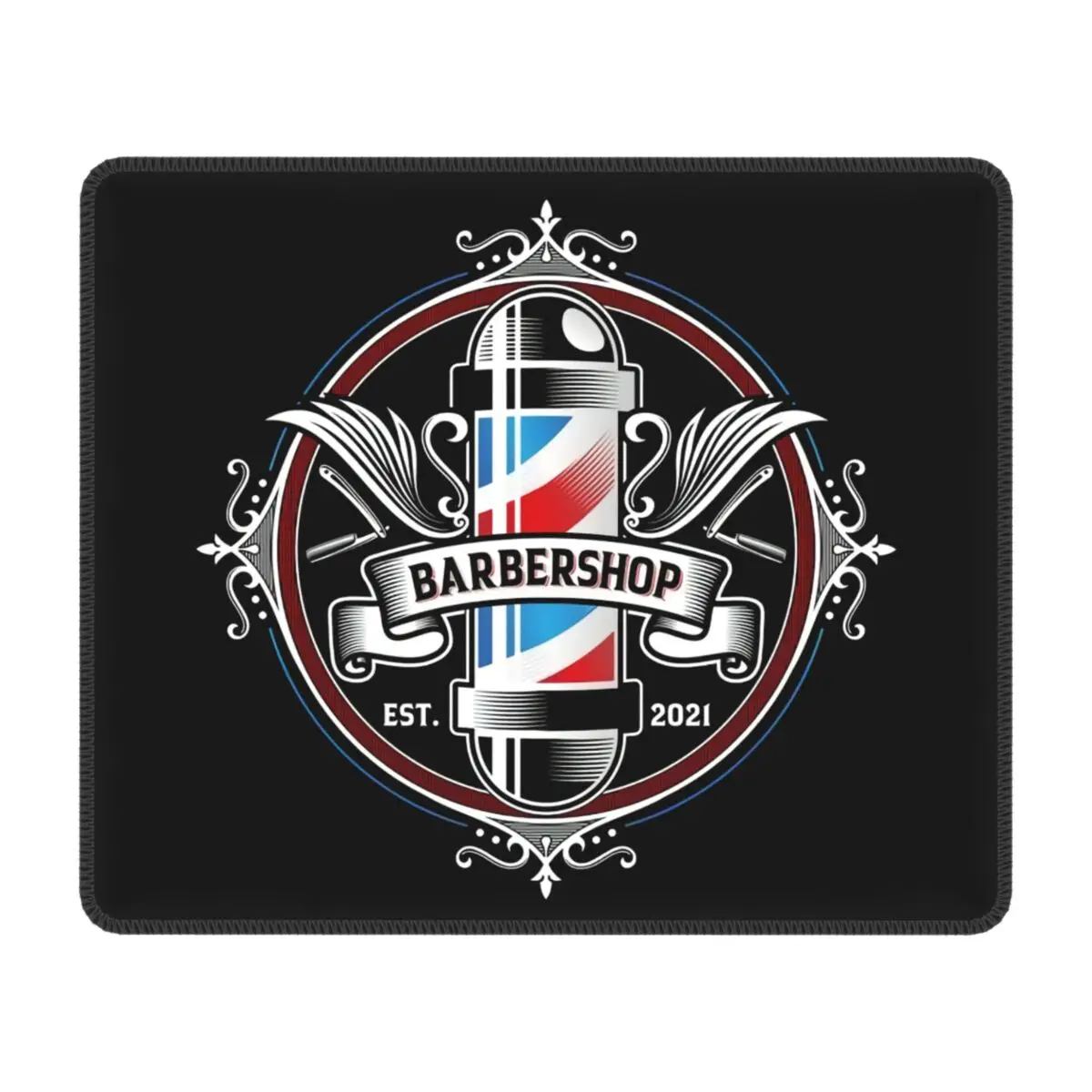 

Retro Barbershop Mouse Pad Anti-Slip Rubber Mousepad with Durable Stitched Edges for Gaming Desk Computer Barber Shop Mouse Mat