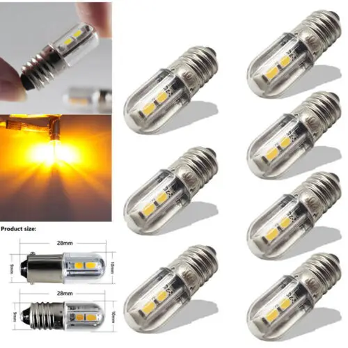 

2/ 6x E10 LED Bulb 6V Lamp Torch Flashlight Headlight Motor Bicycle Work Light Warm White For Car Interior Clearance Side Lamp
