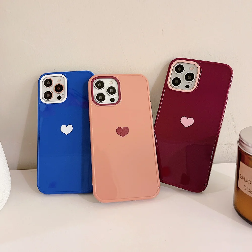

Чехол для телефона с камерой Love Heart для iPhone 12 11 13 Pro Max XS X, мягкий чехол из ТПУ карамельного цвета