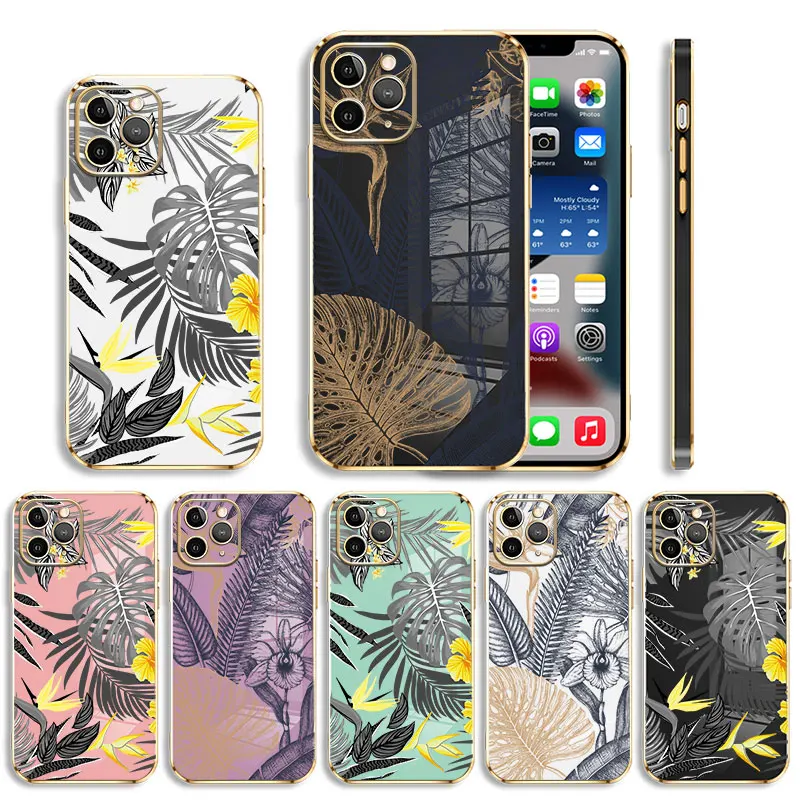 

Tropical Plants Silicone Coque For iPhone 14 Pro Max 13 11 12 8 XS X 7 Plus XR 6S 6 Mini 5 12mini 13mini