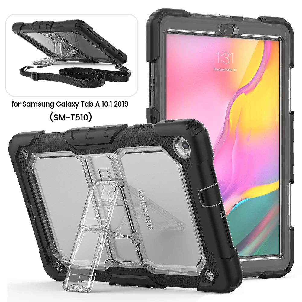 

Practical Shoulder belt clear transparent case For samsung galaxy tab a 101 inch t510 t515 2019 cases