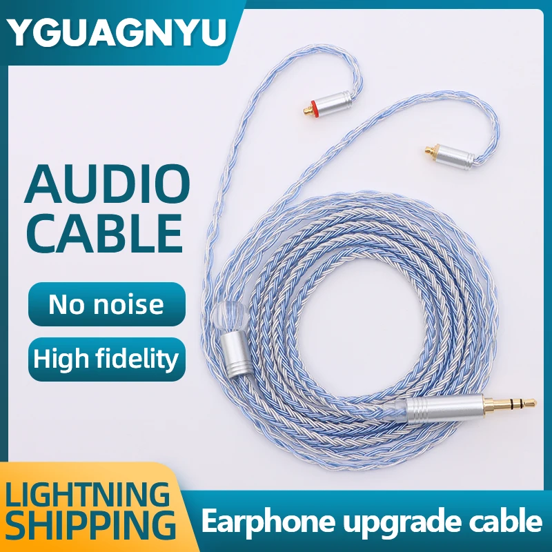 

YGUAGNYU New Earphones Cable 16 Strands Silver Blue Mixed Silver Plated Headphone Upgrade Cable for SE846 ZSN ES10