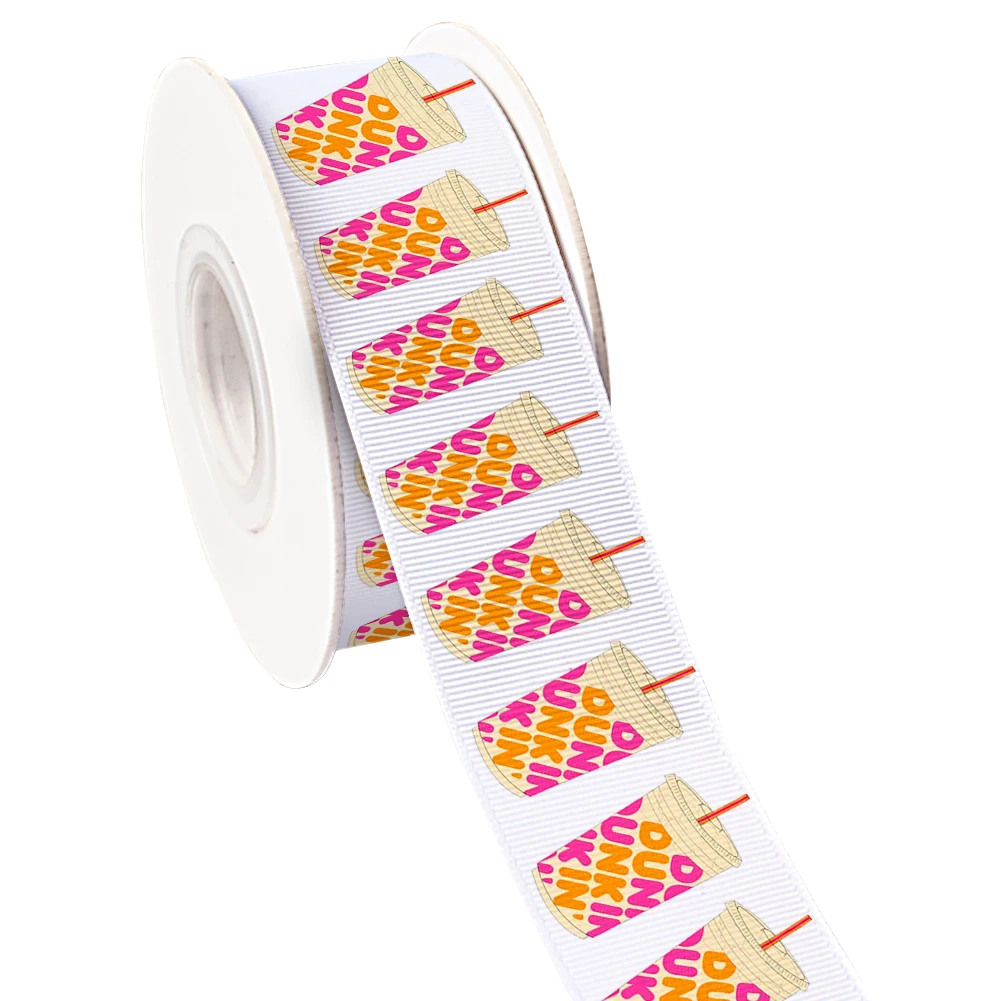 Милая Репсовая лента Dunkin с принтом пончиков/Атлас для упаковки подарков