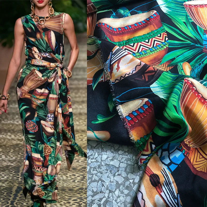 

Fashion Silk Fabric Crepe De Chine Mulberry Silk Drumming Exotic Clothing Skirt Handmade Diy Haute Couture Designer Charms Twill