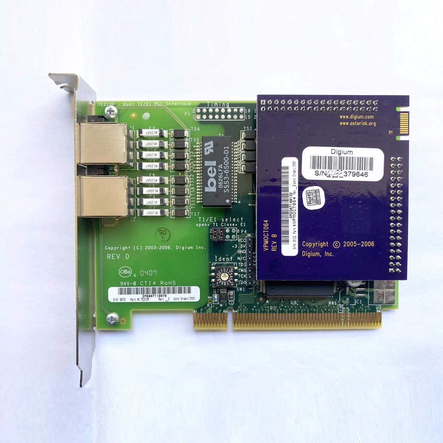 

Карта TE212 на 2 порта E1/T1/J1and HW Echo Can, Asterisk PCI 3,3 В для IP PBX Digium TE212 PRI card FreePBX /Elastix/Issabel 4