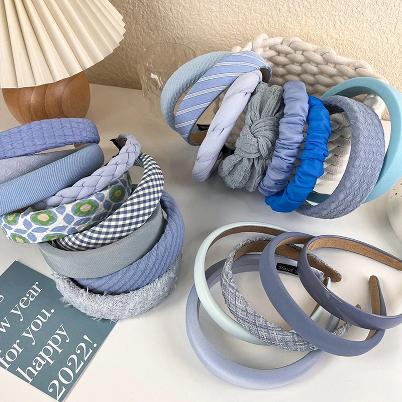 

Fashion Blue Hair Bands for Women Headdress Solid Knitted Headwear Headband Girls Hairband Hair Hoop Hair Accessories