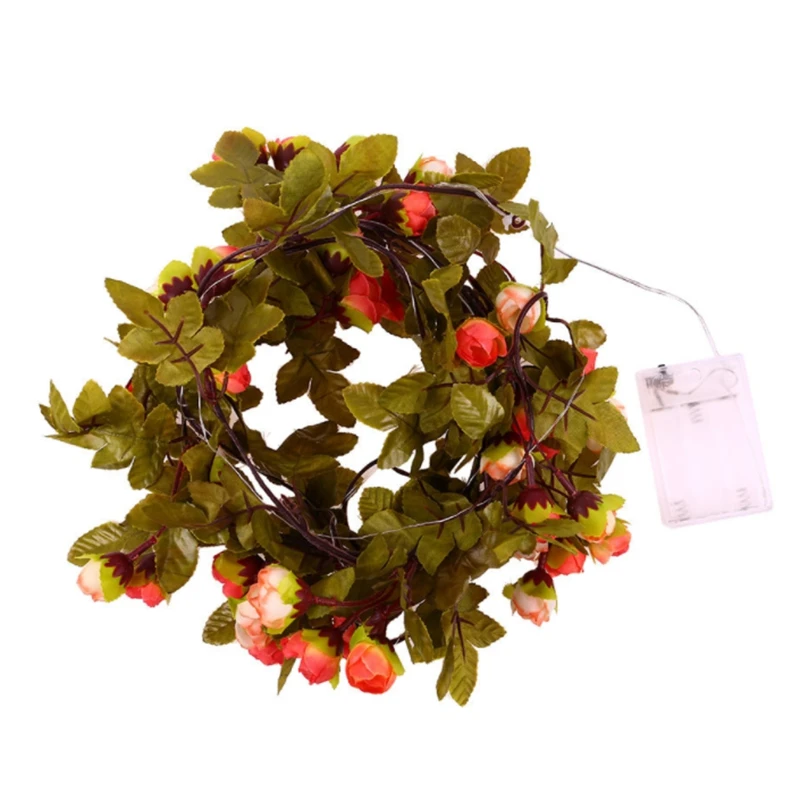 

30LED Artificial Flower Rose Vine String Lights, Battery Powered Rose Flower For Party Garden Indoor Decoration