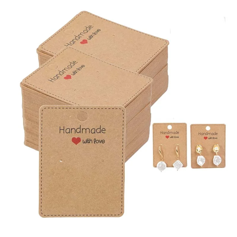 50pcs 6.5x5cm Earring Display Cards Paperboard Cardboard For  Jewelry Stand Holder Small Business Packaging Organizer Supplies