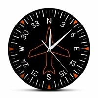 aviation airplane directional gyro modern design wall clock for pilot home decor compass artwork silent non ticking wall watch