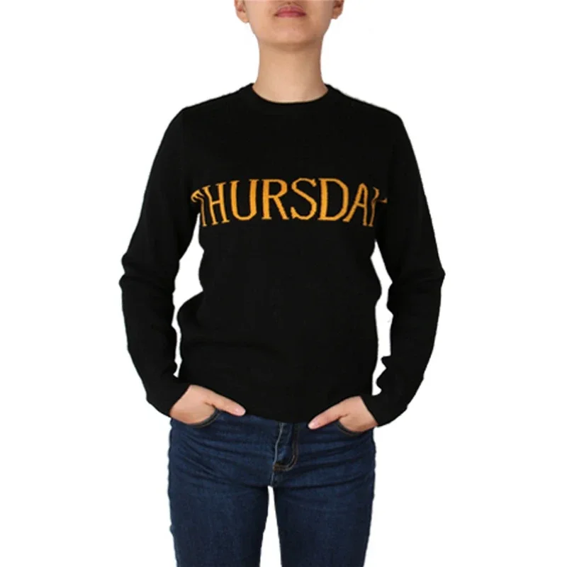Женский свитер с надписью Черная пятница Y2k осенне-зимние пуловеры Свободный