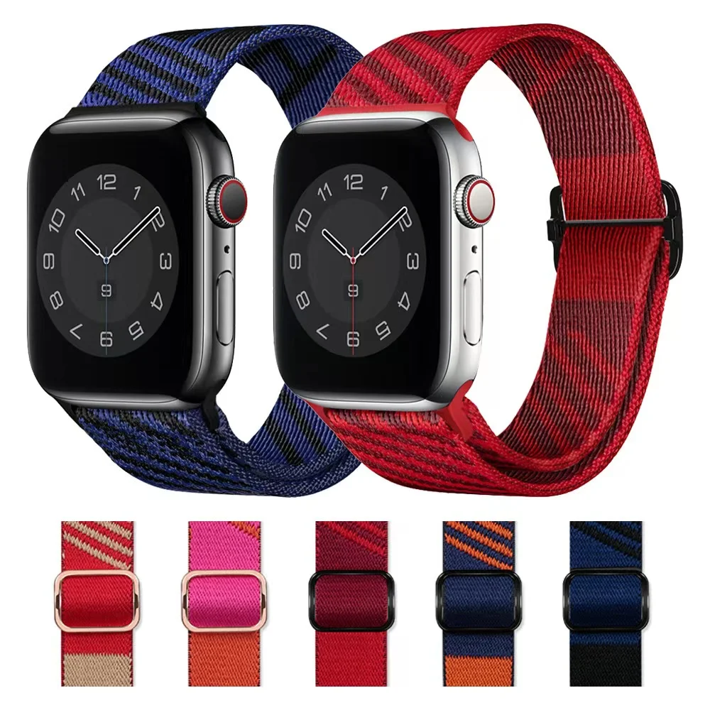 

Elastic Nylon Strap For Apple Watch 7 45mm 41mm Adjustable bracelet wrist strap For iwatch 6 5 4 3 SE 44mm 42mm 40mm 38mm Correa