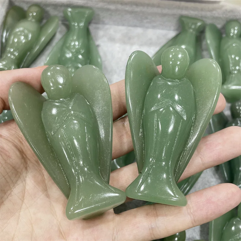 

Natural Crystal Green Aventurine Guardian Angel Figurine Colorful Healing Stone Gem Craft Gift Home Decor Ornaments 1pcs