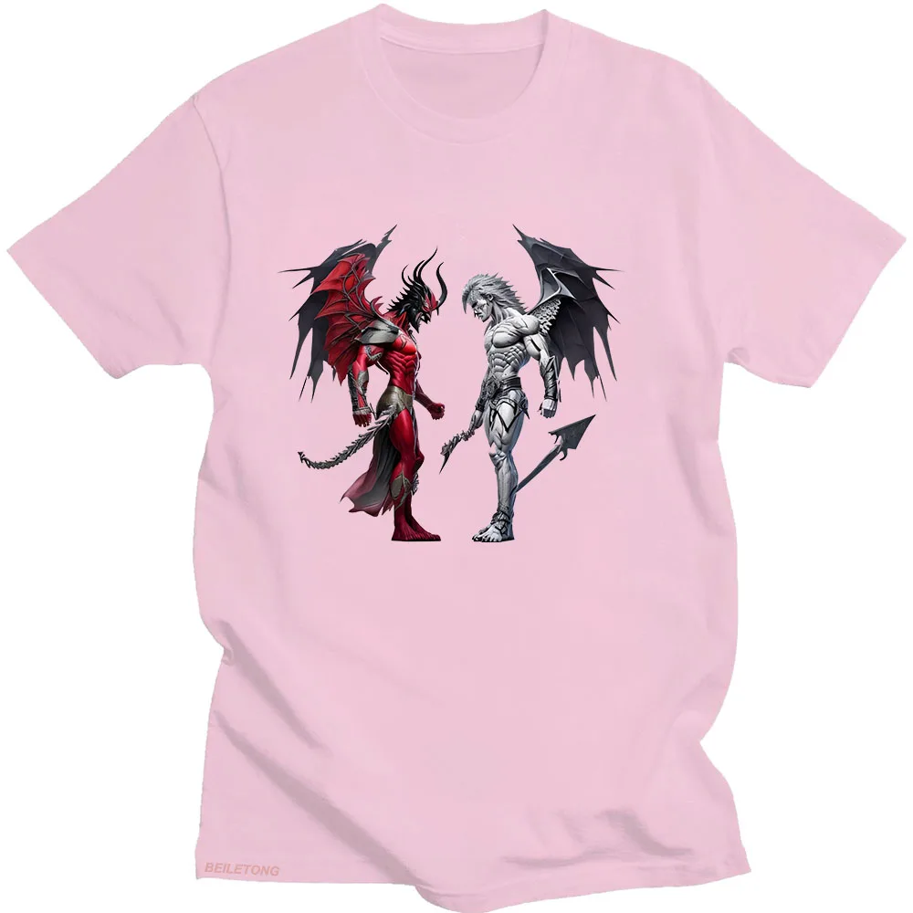 Футболка Angel Edgar VS Demon Mortis с принтом аниме Harajuku Kawaii футболка круглым вырезом милая