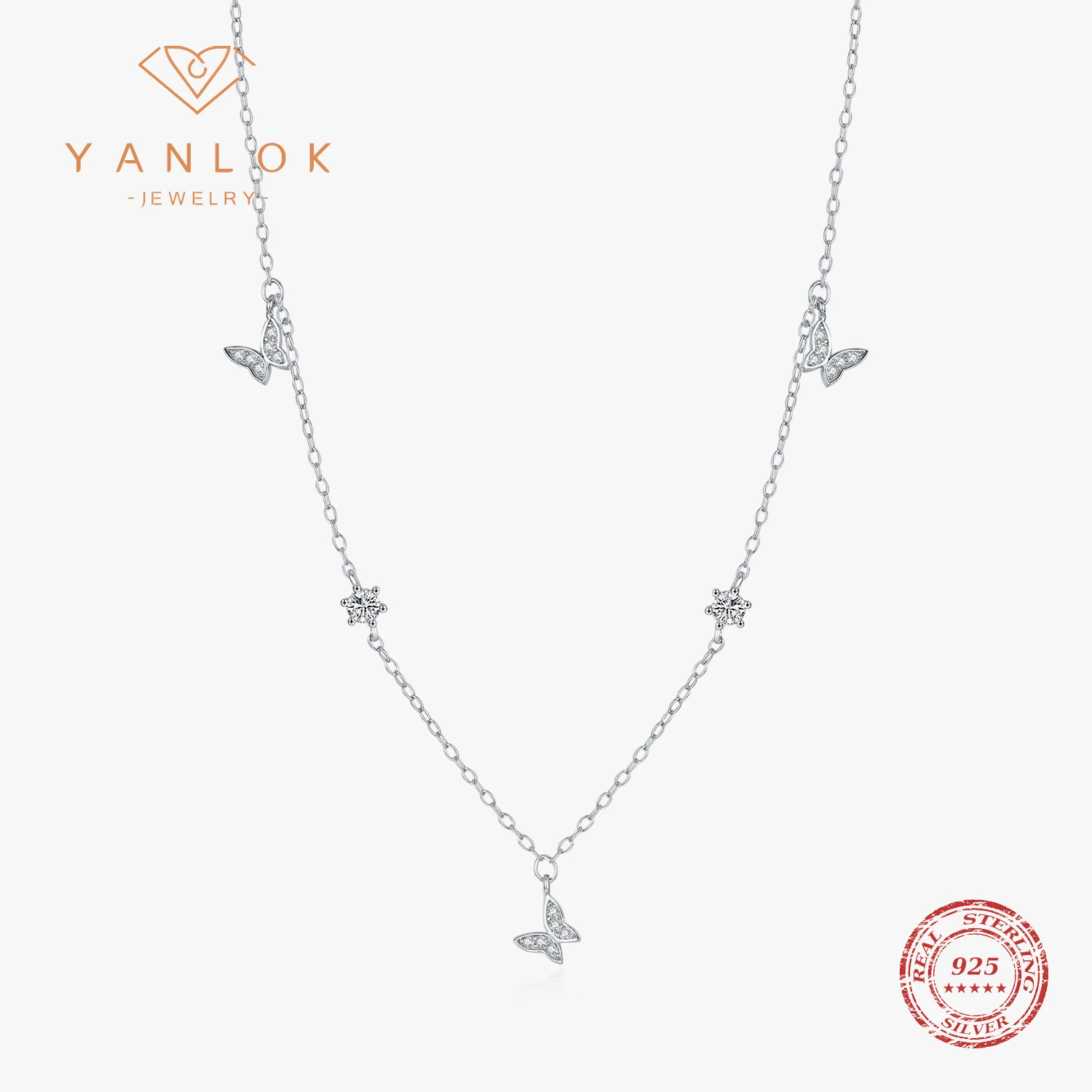 Женское ожерелье из серебра 925 пробы с фианитами