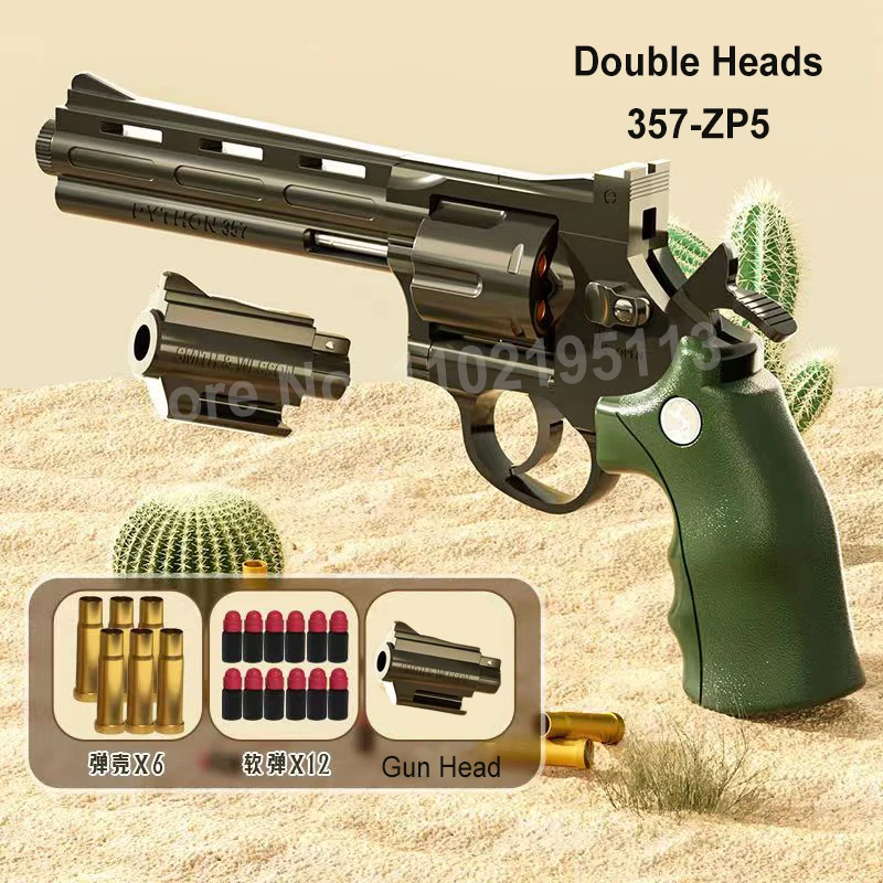 

Double Heads Revolver ZP5 To 357 Pistol Launcher Safe Soft Bullet Toy Gun Weapon Model Airsoft Pistola for Kids Gift