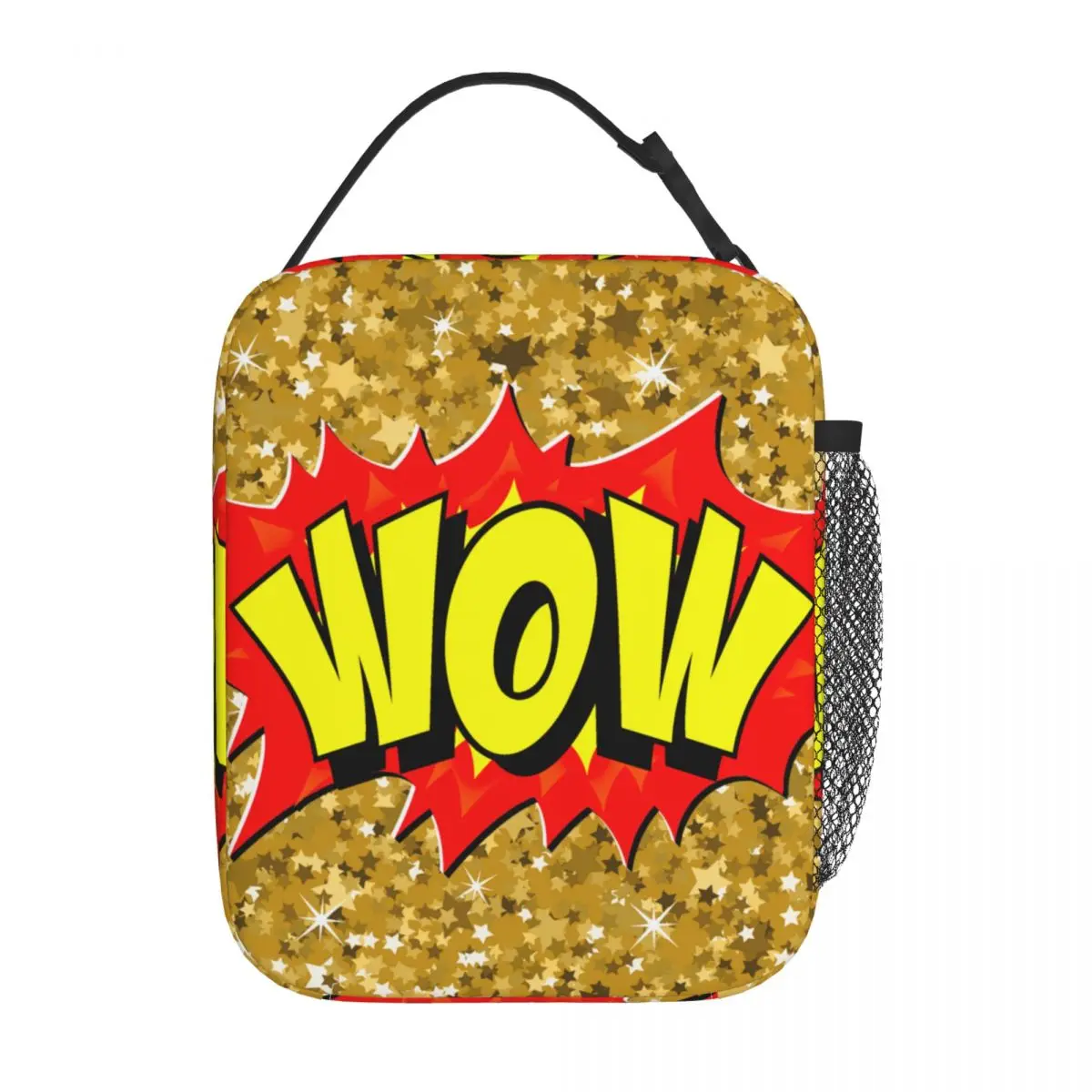 

Изолированные ланч-пакеты с рисунком WOW, Термосумка в корейском ретро-стиле, в стиле поп-арт, для офиса и улицы, желтые, красные, золотые
