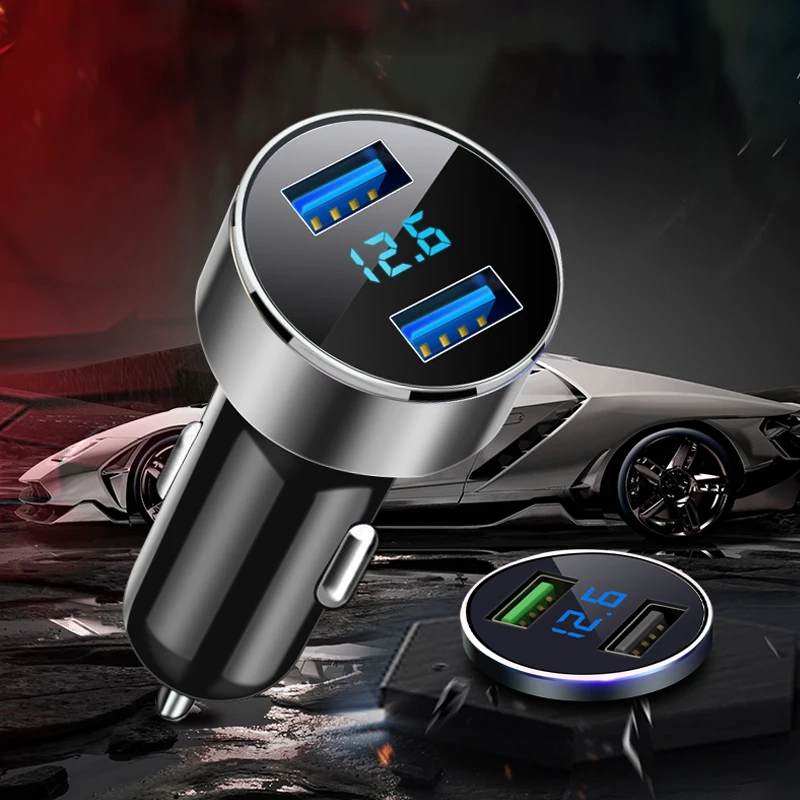 Купи Dual USB Car Charger LCD Display 24V Cigarette Socket Lighter High Speed Charger Power Auto USB Adapter Upgraded Car Accessories за 240 рублей в магазине AliExpress