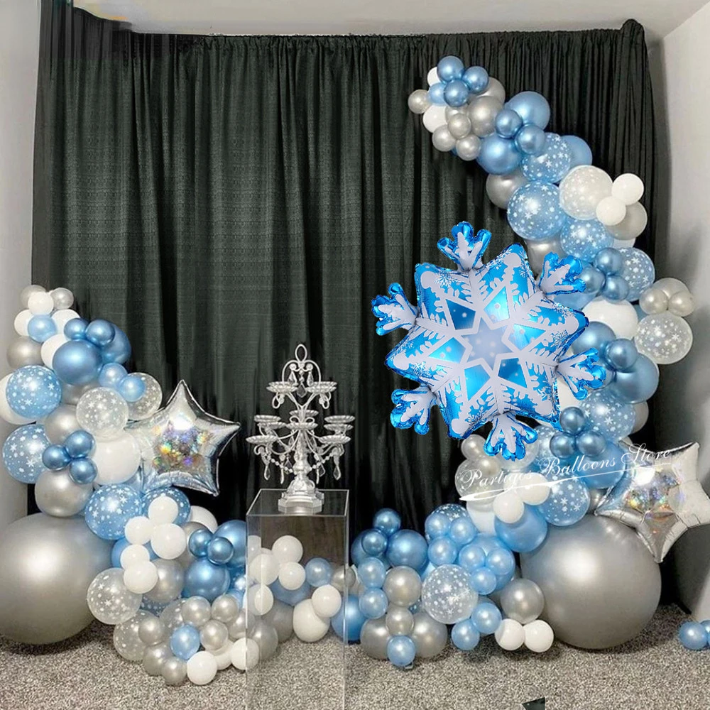 

Snowflake Balloon Garland Arch kit Birthday Party Ice Snow Queen Metal Balloon Baby Shower Decoration Christmas Globos