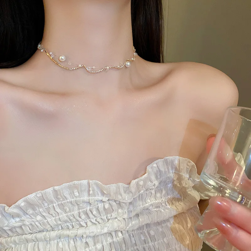 2022 New Arrival Necklaces Fashion Women Chokers Classic Link Chain Pearl Elegant Trendy Female Jewelry |