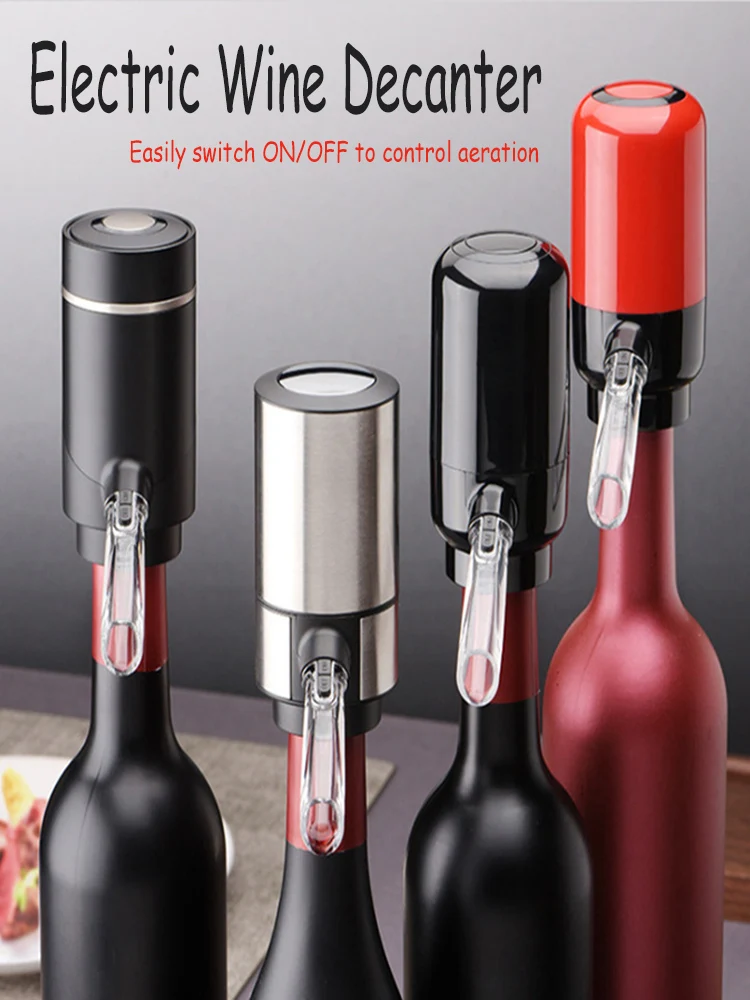 

2 In 1 Electric Wine Decanter Stainless Steel Wine Dispenser Whiskey Aerator Auto Pourer Battery Powered Bar Kitchen Accessory