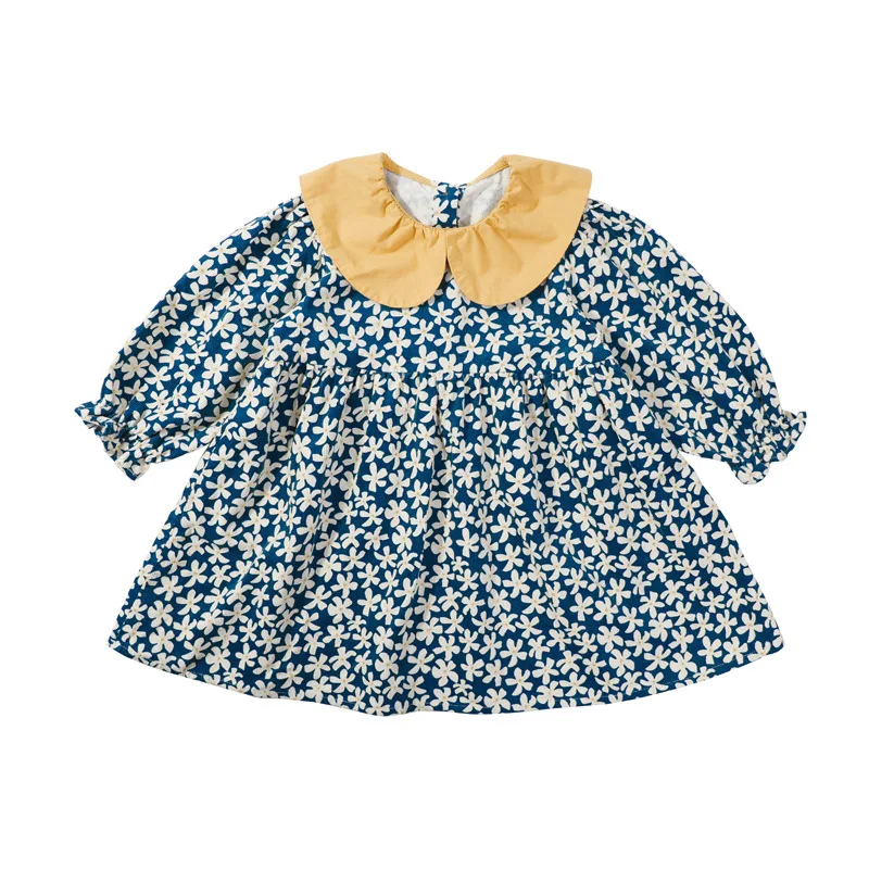 

2022 Spring New Girls Dress Long Sleeve Baby Sweet Flower Cotton Dress Korean Style Toddler Girl Autumn Princess Dresses