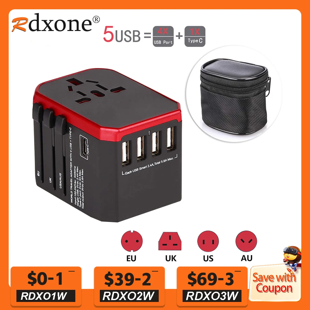 International Universal Power Adapter All-in-one With Usb Type C Worldwide Wall Charger For Uk/eu/us/asia