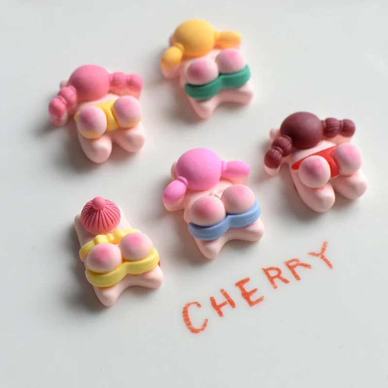 

10Pcs KawaiI Swimming Girl Peach Hips Flat Back Resin Cabochon Scrapbooking Crafts DIY Phone Decoration Hai Bows Accessories