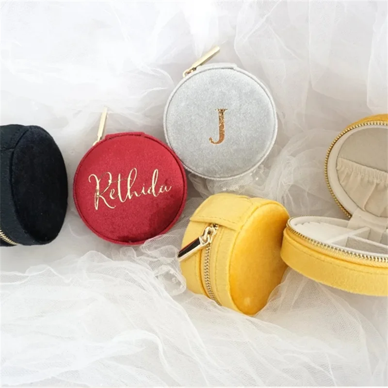 

Бархатный настраиваемый мини-чехол для украшений для путешествий, Рождественский и праздничный подарок, сумка на молнии, Персонализирован...