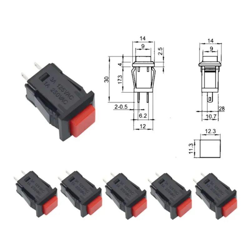 10pcs DS-429 Self-Locking Momentary Switch 3A 125V Push Button