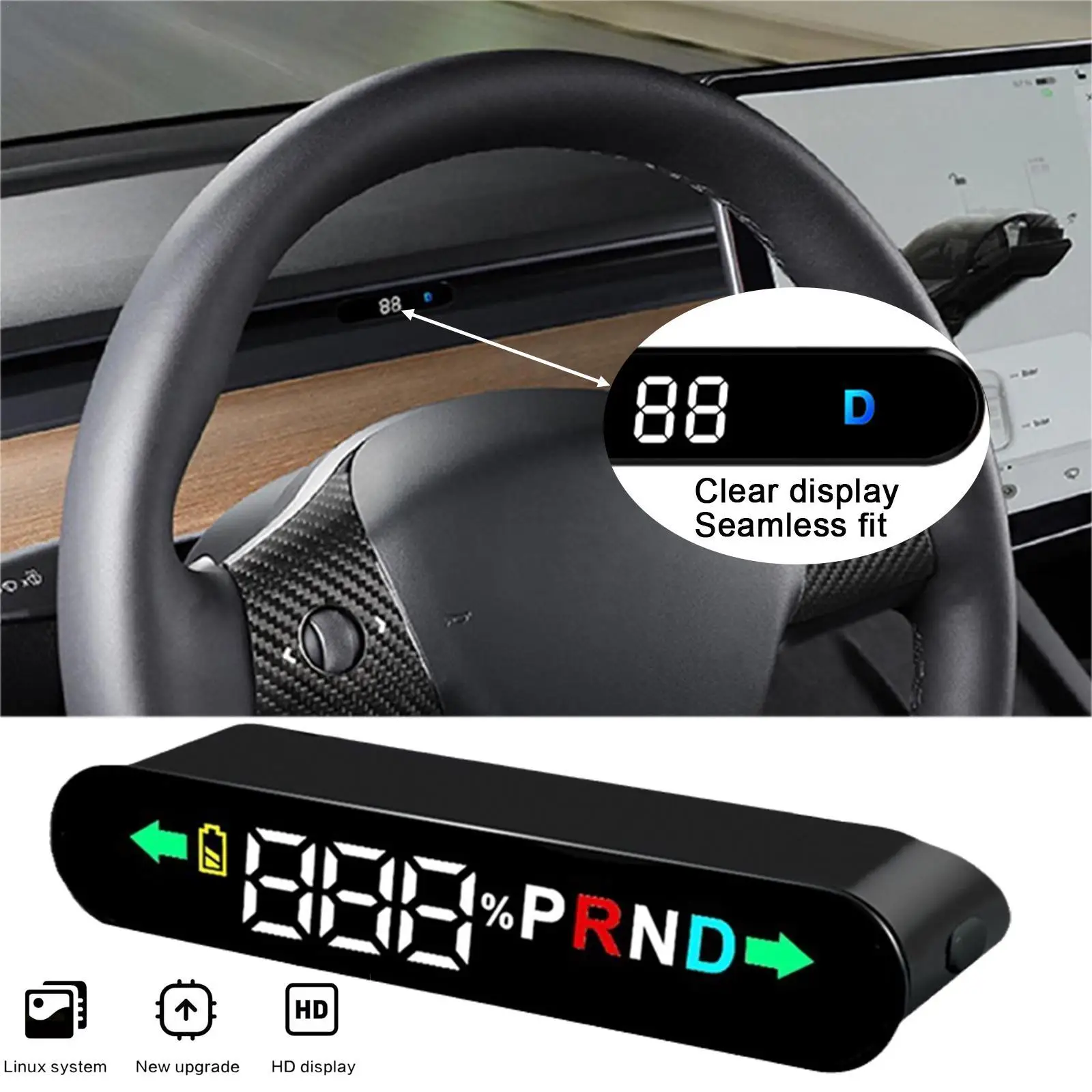 

Futhope Hidden HUD Head-up Display for Tesla Model 3 Y 2018-2022 Speed Indication Electronics Digital Car GPS LED Safe Driving