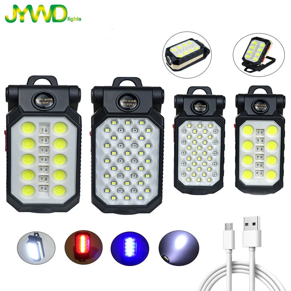 LED COB USB Rechargeable Magnetic Work Light Portable Flashlight Waterproof Camping Lantern Magnet Design with Power Display