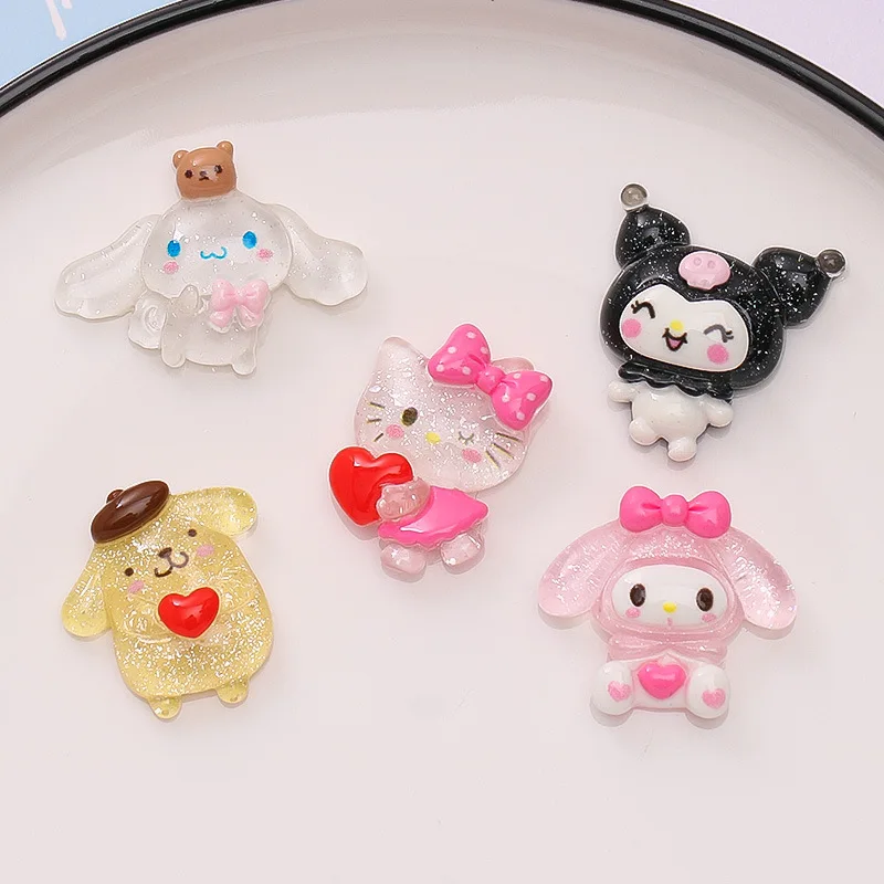 10 шт. Kawaii Sanrio аниме Hello Kitty Kuromi милая My Melody Cinnamoroll блестящая ледяная прозрачная