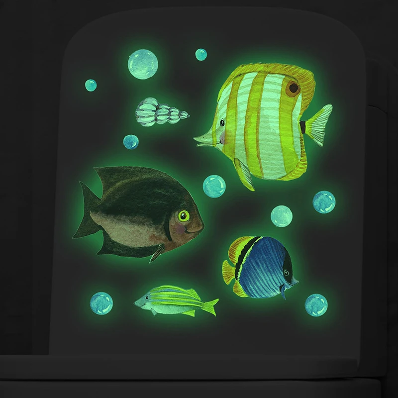 

Cartoon Luminous Undersea World Wall Stickers Toilet Sticker For Kids Room Bedroom Decor Fluorescent Glow In The Dark Sticker