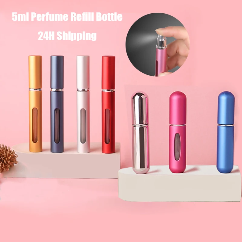 

Портативный Флакон для парфюма, 5 мл, металлический распылитель, пустый стеклянный распылитель для путешествий, женские косметические конт...