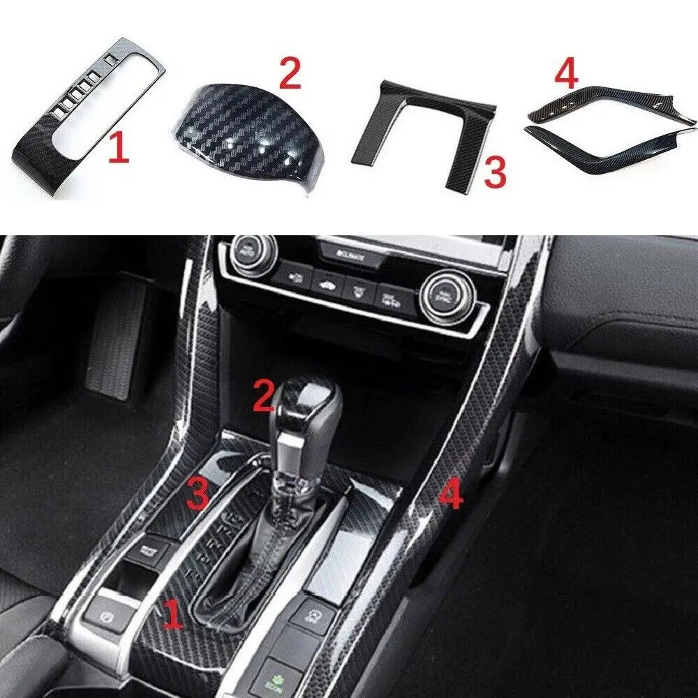 

5pcs Carbon Grain Car Interior Cover Decor Trim Kit Set For Honda 10th Civic Gen