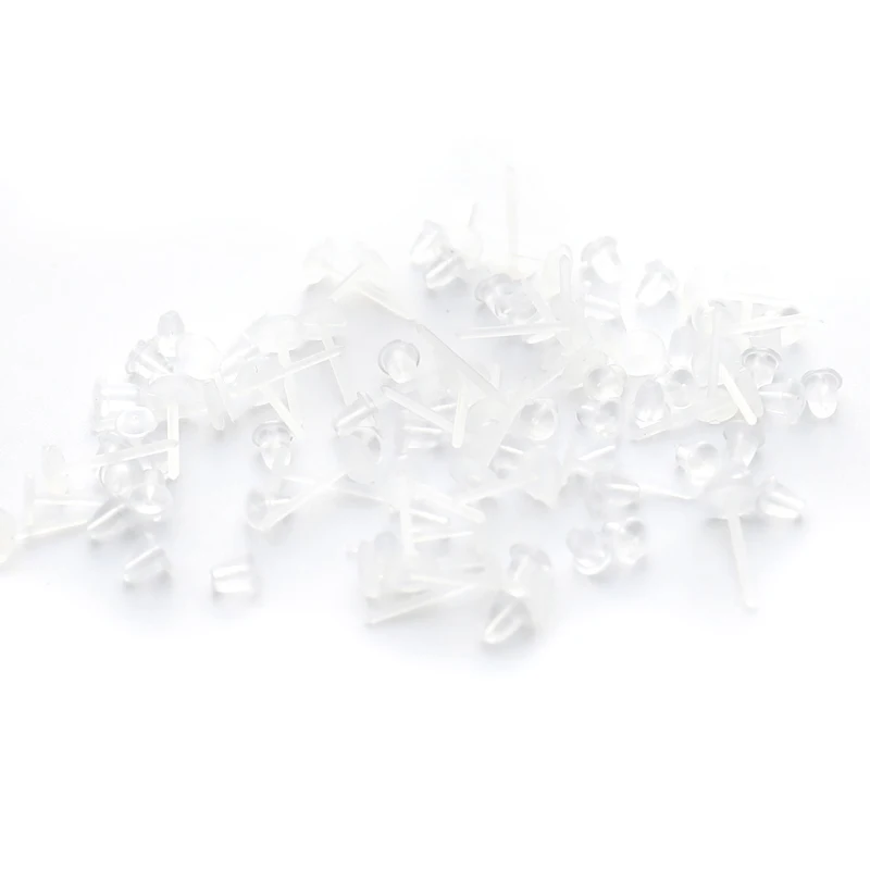 

25/50/100Pairs Invisible Plastic Soft Silicone Rubber Earring Base Pins Stud Earring Piercing Retainer For DIY Earring Findings