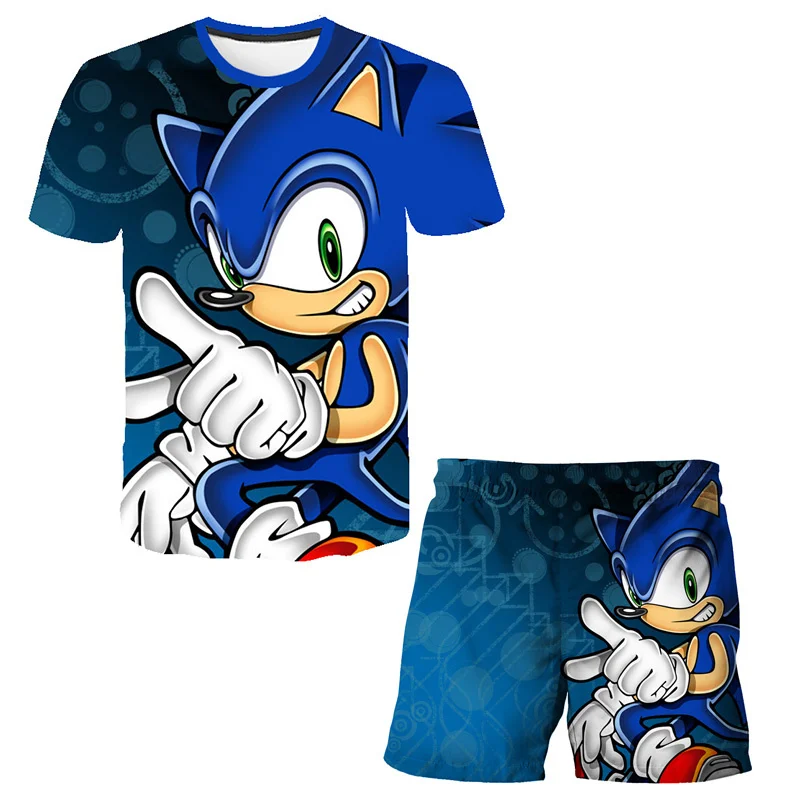 

Summer Baby Boy Super Sonic Clothes Children Clothing Set for Girls Kids T-Shirt Shorts 2PCS Outfits Cartoon Casual Clothes