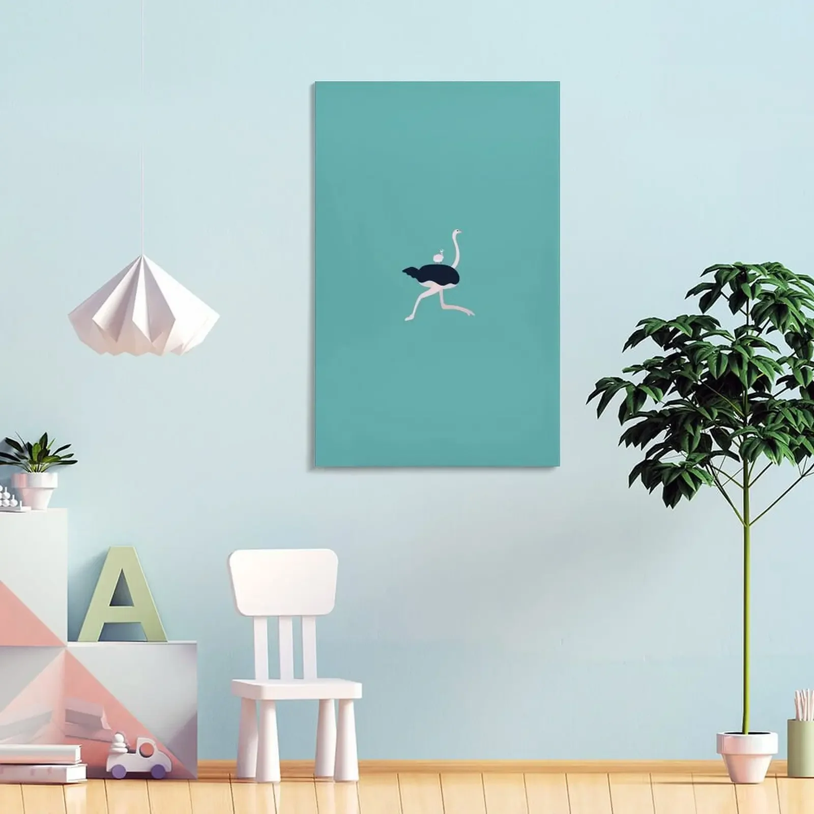 Картина &quotМама и малыш страусы&quot на холсте