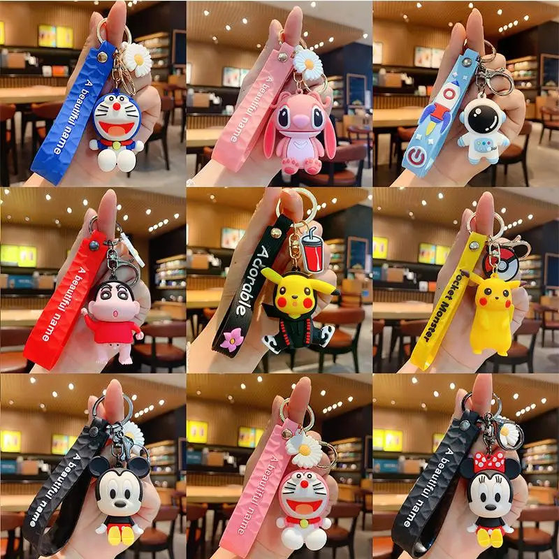 

Kawaii New Disney Cartoon Mickey Minnie Stitch Plush Toy Cute Rabbit Plush Ornament Anti-Lost Keychain Doll Car Bag Pendant Gift