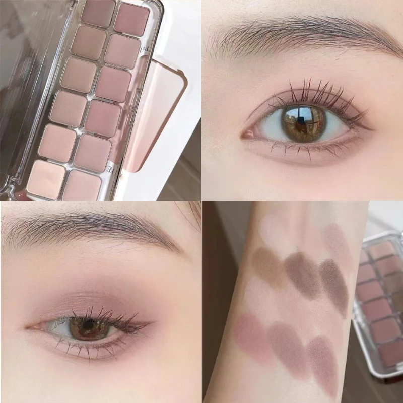 Палетка матовых теней для век с низкой насыщенностью телесные чистые цвета