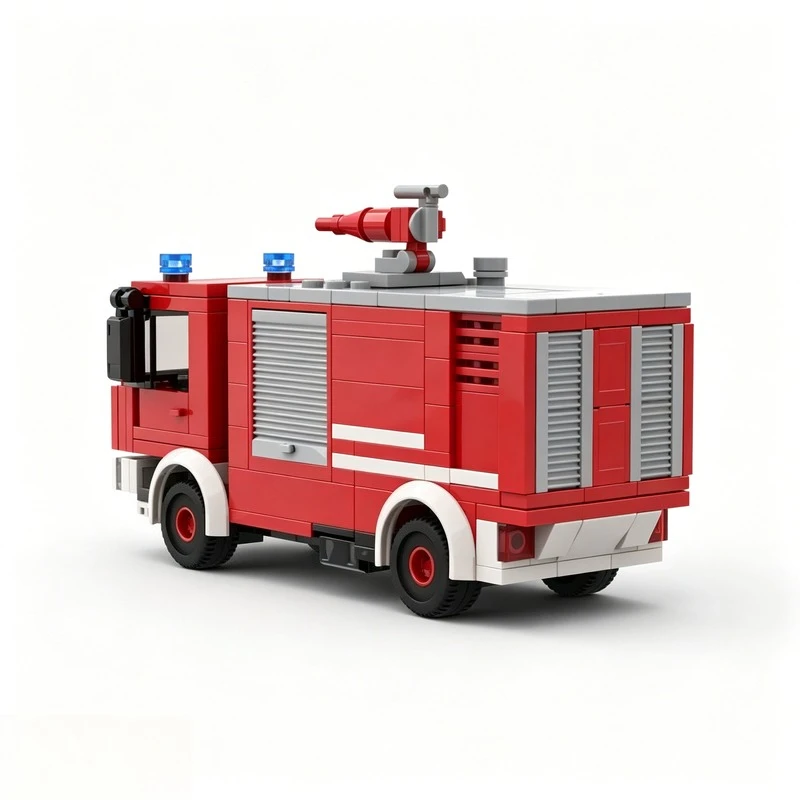 Фото Набор из 239 деталей MOC: Модульная модель пожарной машины Iveco EuroFire F-104, развивающий конструктор для детей, подарок на день рождения №4