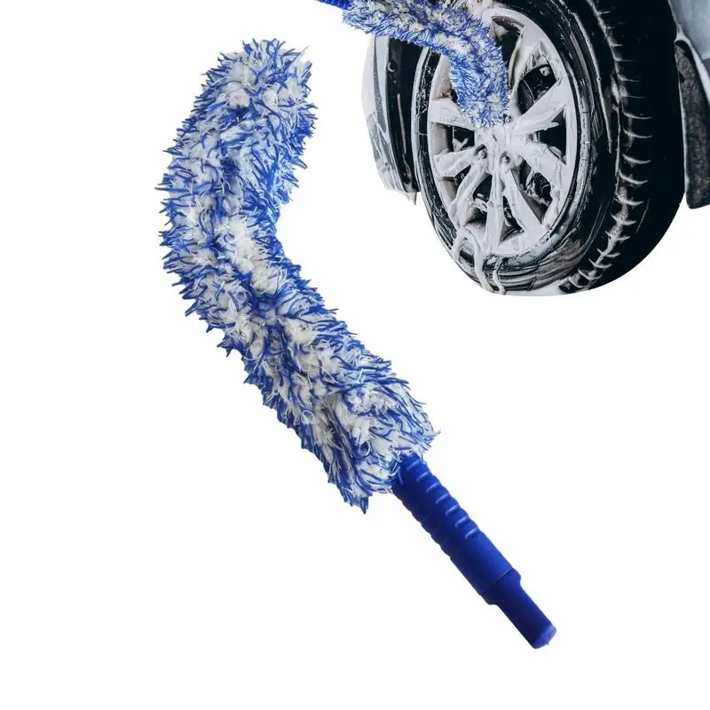 

Car Wash Super Brush Plush Wheels Brush Non-Slip Handle Cleaning Brush For Cleaning Rims Spokes Wheel Microfiber Car Rim Brush