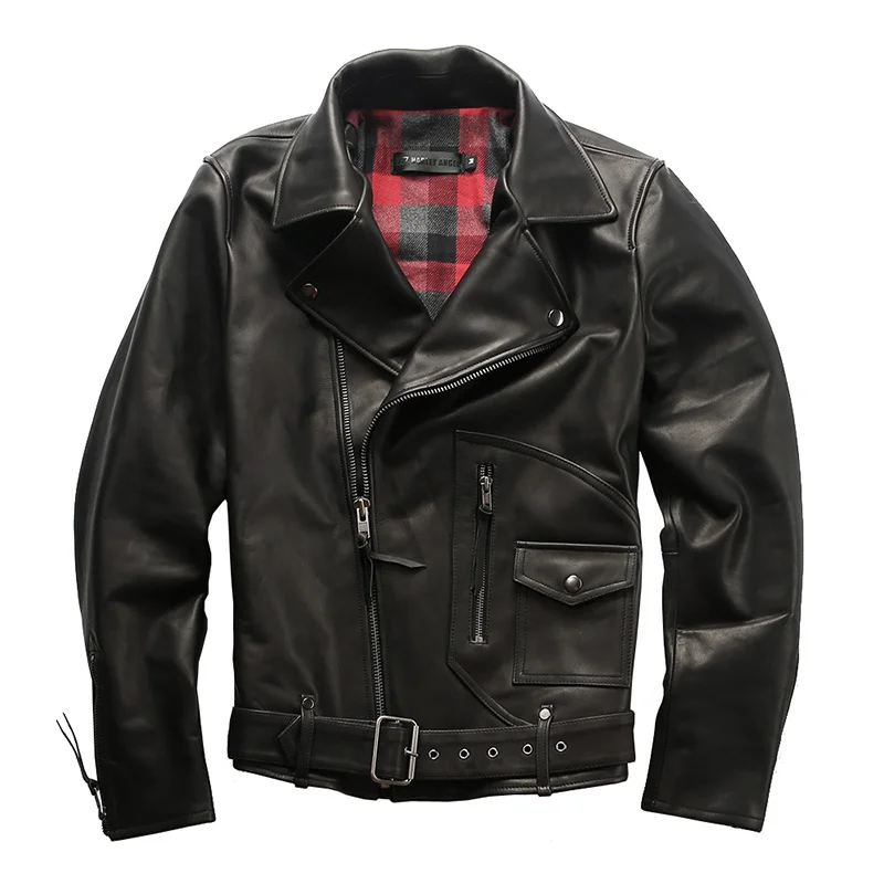 

HA-98919 Read Description! Asian Size Army Genuine Outerwear Cow Cowhide Leather Rider Jacket