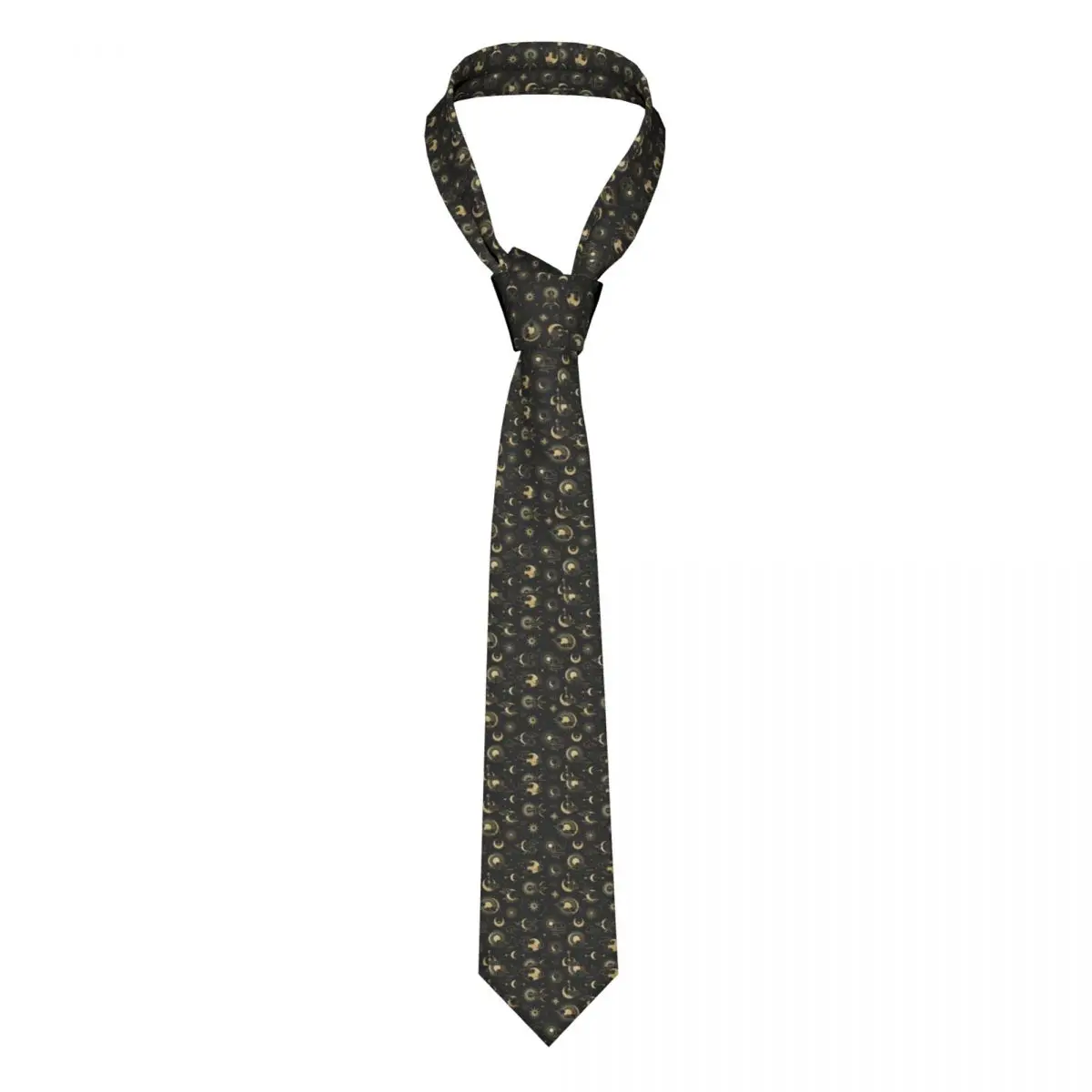 

Gold Moon Star Sun Tie Astrology Art Shirt Pattern Neck Ties Wedding 8CM Gift For Man Cravat
