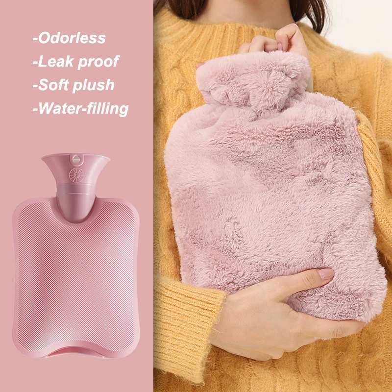 

1000/2000ML Water-filling Type PVC Inner Gall Hot Water Bottles Odorless Leak Proof Female Hand Warming Hot Water Bag with Cover