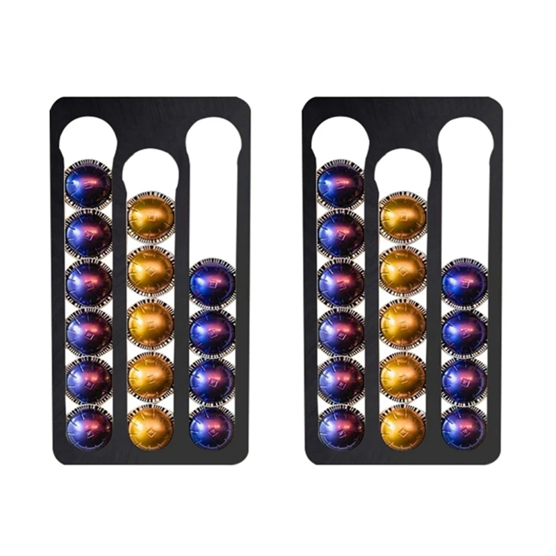 

Retail 2X Coffee Pod Holder For Nespresso Vertuo Capsules,Wall-Mounted Storage Rack For Coffee Capsules,Capacity:17,Black
