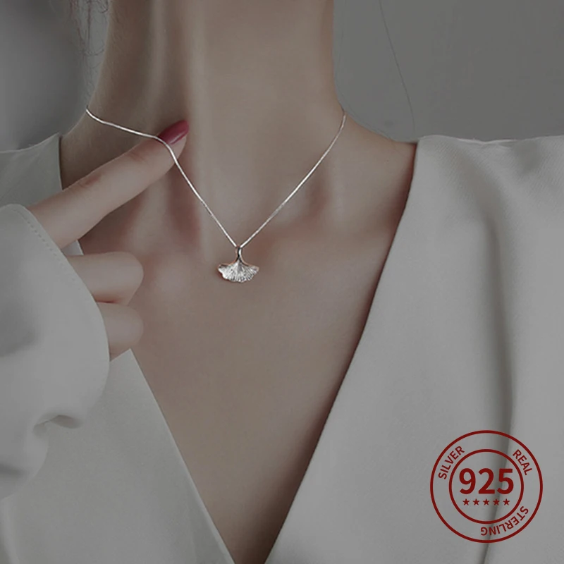 

Ожерелье женское из серебра 925 пробы с листьями гинкго