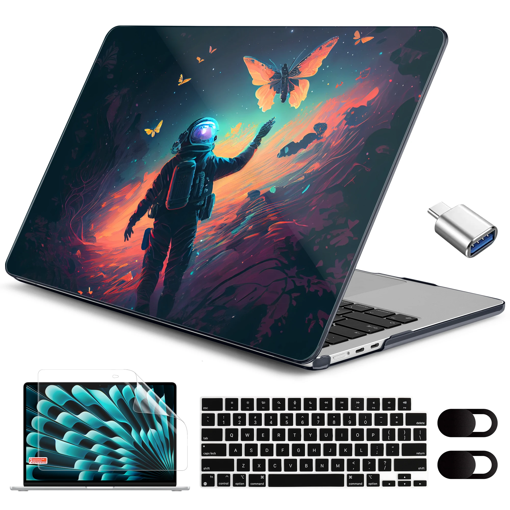 

Чехол для MacBook Air 15 дюймов 2023 выпуска A2941, жесткий чехол для MacBook Air 15,3 M2, чехол с крышкой клавиатуры и защитой экрана